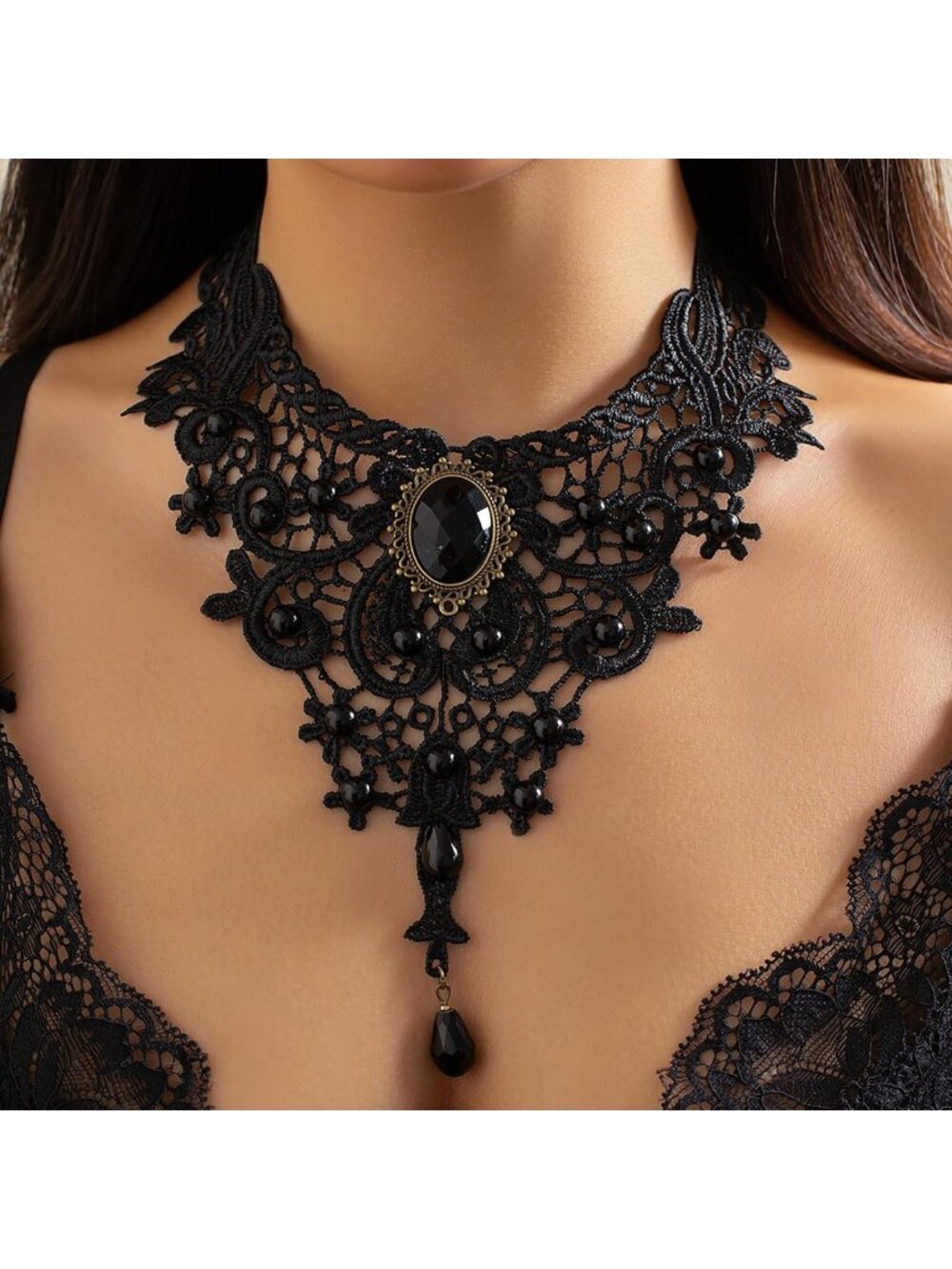 Adjustable Black Goth Necklace for Women - Daily Wear Jewelry Gift - Picture 2 of 7